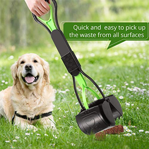 Pet Pooper Scooper, 24" Long Handle Portable Poop Scooper for Large and Small Dogs Cats, Foldable Dog Poop Pick Up Tool, Sturdy Garbage Rake Picker for Garden Backyard Grass Dirt Gravel (Green) - color: Green