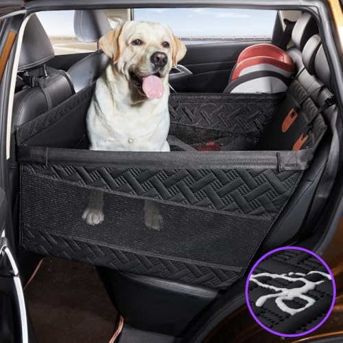 TKYZ Large Dog Car Seat,PU Leather Back Seat Extender for Dogs,Waterproof Dog Seat Cover for Backseat, Pet Bed for Car Hammock - color: leather black, size: Large