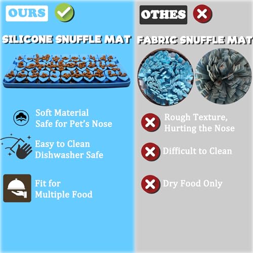 Silicone Snuffle Mat for Dogs Slow Feeder Lick Mat with Suction Cups Dogs Sniff Mat Dogs & Cats Entertainment Toys for Boredom(Blue) - color: Blue