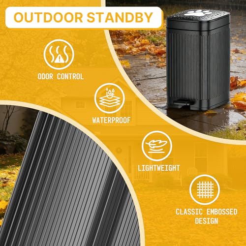 Dog Poop Trash Can Outside, 2.7Gal Dog Waste Trash Can with Lid, Foot Pedal, Dog Waste Container with 20 Bags, Pet Poop Bucket with Soft Close for Backyard Odor Control, Black - size: 10L Black Dog Trash Can