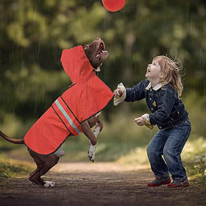 Reflective Dog Raincoat - Adjustable Waterproof Pet Rain Jacket, Lightweight Dog Hooded Rain Slicker Poncho for Small to X- Large Dogs and Puppies (Red, Small) - color: Red, size: Small