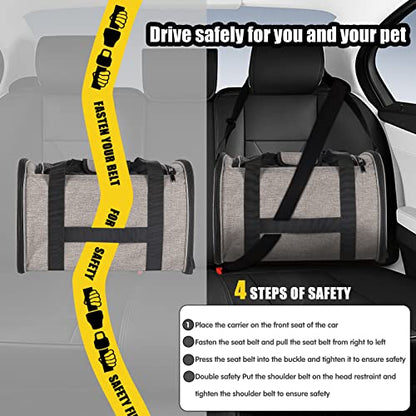 Small Animals Cat Carrying Case Pet Carrier Airline Approved, Protable and Breathable Pet Travel Carrier Removable Fleece Pad Collapsible Cat Carrier Dog Carrier Small Cats Dogs(15 * 10 * 10) - color: grey&black, size: 15.0"L x 10.0"W x 10.0"H