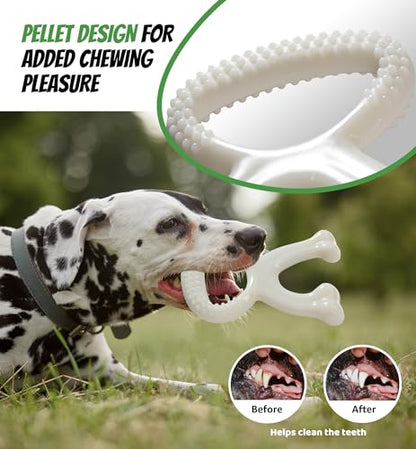 Durable Dog Chew Toy for Aggressive Chewers, Indestructible Nylon Bone Dental Care Teeth Cleaning Chew Toy for Small, Medium and Large Dogs, Keep Them Busy, Irresistible Beef Flavor (White) - color: White