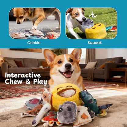 Nocciola Plush Squeaky Dog Toys – 12 Pack Small Dog Chew Toys with Squeakers, Soft Stuffed Puppy Toys with Carry Bag for Small & Medium Dogs - style: 12pcs Funny Toys