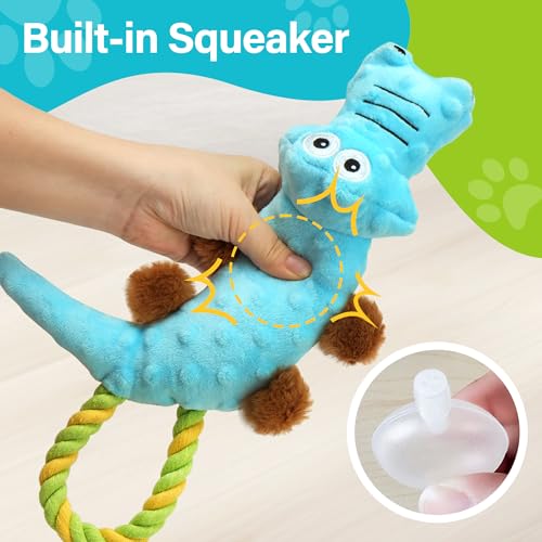 Prime Pets Squeaky Dog Toys, 2 Pack, Tough Stuffed Tug of War Dog Toys for Small Medium Large Dogs, Interactive Puppy Chew Toy to Keep Them Busy