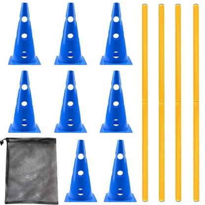 Dog Agility Exercise Course, Hurdle Cones Obstacle Training Equipment with Adjustable Poles, Compact Backyard Set for Pet Fitness, Outdoor Play Use