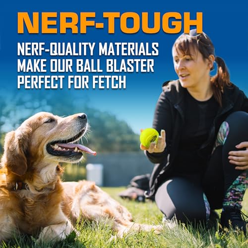 Nerf Dog Tennis Ball Blaster Dog Toy Gift Set, Tennis Ball Dog Fetch Toy Launches up to 50 ft, Dog Ball Thrower for All Breeds Includes Translucent Blue Tennis Ball Launcher and 3 Dog Tennis Balls - size: 4 Piece Set