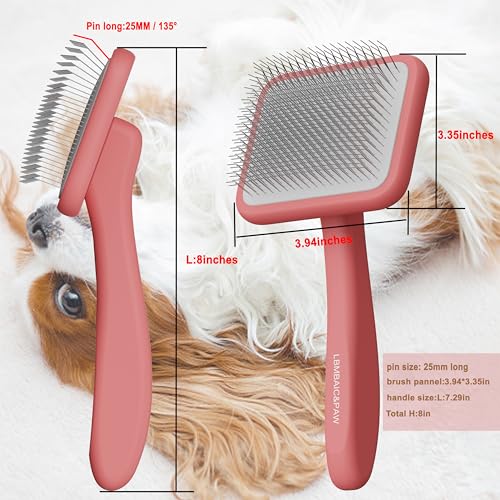 Dog Brushes for Poodle,Doodle,Goldendoodle,Labradoodle Coats Best Slicker Brush for Dogs Thick Long Curly Hair Shedding Detangles,Fluffy Grooming Fast Long Pin Slicker Brush Dematting.Wooden(Large) - color: Pink