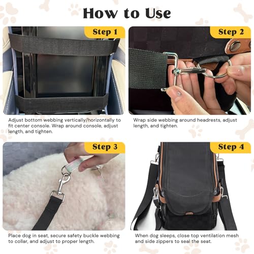 Woochpet Small Dog Car Seat, Auto Booster for Pet Travel, Portable Carrier Bed with Safety Leash Up to 9 lbs - size: Small
