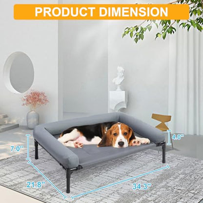 34'' Cooling Elevated Dog Bed with Pillow,Outdoor Indoor Raised Dogs Bed with Four Ice Pack, Breathable Dog Cot Beds with Teslin Small Medium Size Dogs,Outdoor Pet Hammock Bed, Outside Pet Beds(Small) - size: Small(34.3"L x 21.8"W x 7"Th)