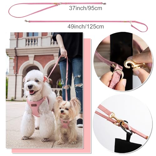 Puppytie No Pull Small Dog Harness with Multifunction Dog Leash, Lightweight Soft Adjustable No Choke Escape Proof Pet Harness Vest, Pink - color: A-Pink, size: S(9-17.5lb）