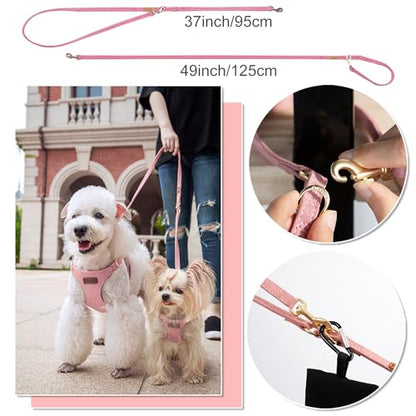 Puppytie No Pull Small Dog Harness with Multifunction Dog Leash, Lightweight Soft Adjustable No Choke Escape Proof Pet Harness Vest, Pink - color: A-Pink, size: S(9-17.5lb）