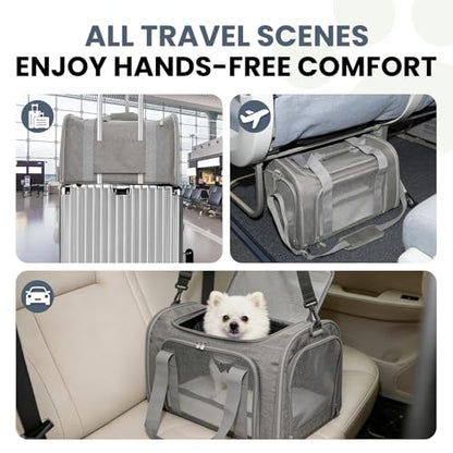 Soft-Sided Cat Carrier Expandable Pet Carrier Airline Approved Mesh Travel Carrier Up to 15lbs for Cats Small Dogs Collapsible Escape-Proof with Shoulder Strap Washable (18x11x11 Gray) - color: Gray, size: 11.0"L x 11.0"W x 18.0"H