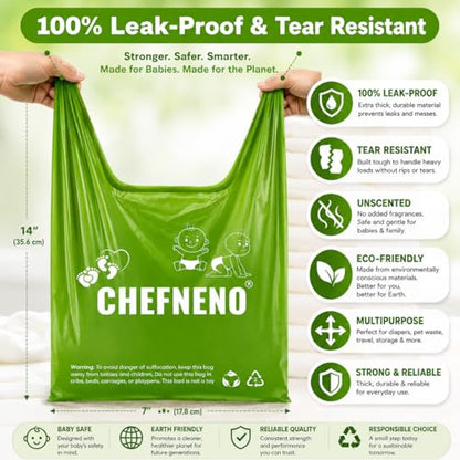 Baby Diaper Bag Disposable Biodegradable Unscented Easy Tie Handles (500 Bags) Made w/EPI Additive Bulk Diaper Sacks Dog Poop Waste Bags Cat Litter Clump & Poop Bags Sanitary Pad Waste Bags (500 ct.)