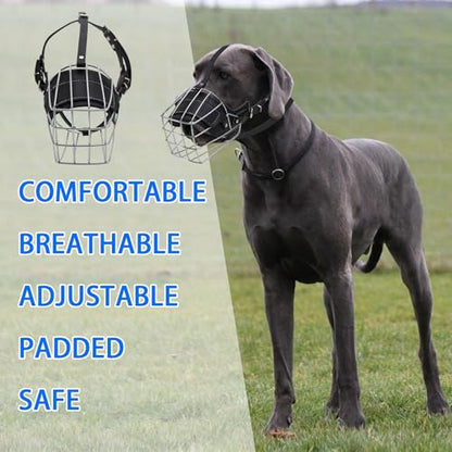 Extra Large Metal Basket Dog Muzzle for Great Dane, Cage Muzzle to Stop Barking & Prevent Biting for Large Dogs Rottweiler, Cane Corso, German Shepherd, Mastiff, Labrador