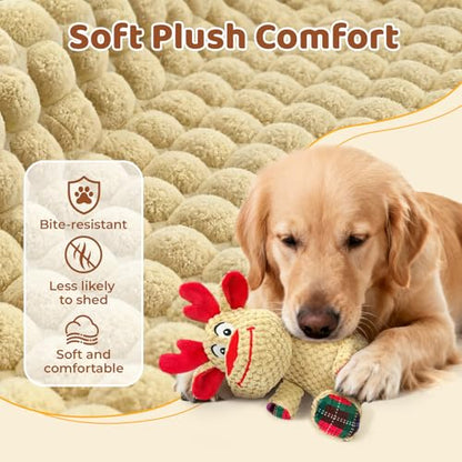 Reindeer Squeaky Dog Toy – Soft Crinkle Stuffed Chew Toy for Small & Medium Dogs, Cute Plush Puppy Toy - color: Beige Reindeer