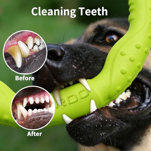 LaRoo Dog Toys for Medium/Large Dogs, Floatable Dog Flying Discs 3 Sizes Pool Toy, Interactive and Tug of War Ring Toy, Funny Fetch Teething Toys (Green, 11.8“) - color: Green, size: Large