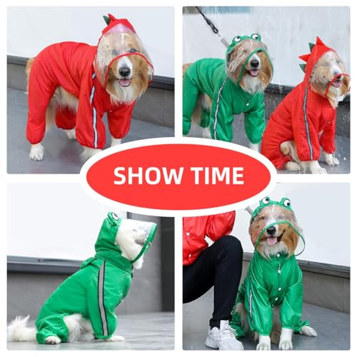 MANON ROSA Dog Raincoat Waterproof & Quick-Drying Puppy Rain Coat with Hood and Leash Hole Cute Hooded Rain Poncho Gear Clothes for Small Medium Large Dogs (Dinosaur,Small) - color: Dinosaur, size: Small
