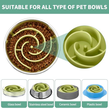 Slow Feeder Dog Bowls Insert, Animire Soft Silicone Slow Eating Dog Food Bowl for Small, Medium and Large Dogs, Compatible with Regular and Elevated Bowls - color: Green, size: M