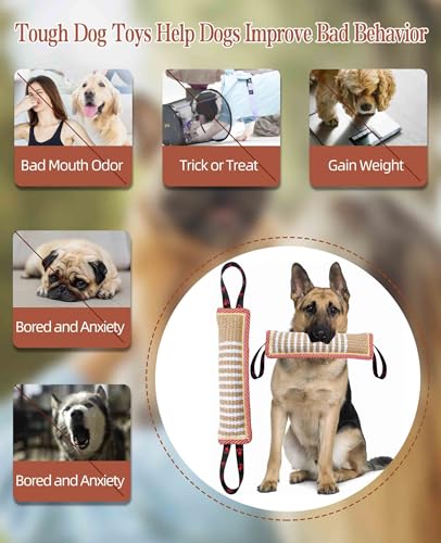 Clysoru Dog Tug Toy Tough Jute Bite Pillow Lasting Training Equipment Puppy to Large Dogs Interactive for Large and Small - color: Pink footprint