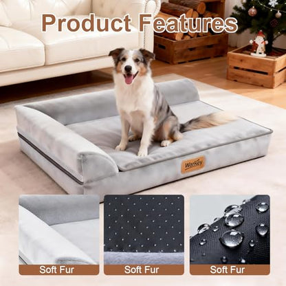Dog Bed Medium Size Dog, Orthopedic Dog Bed for Medium Dogs, Waterproof Memory Foam Pet Bed, Grey - 28x23x6.3in - size: One Size