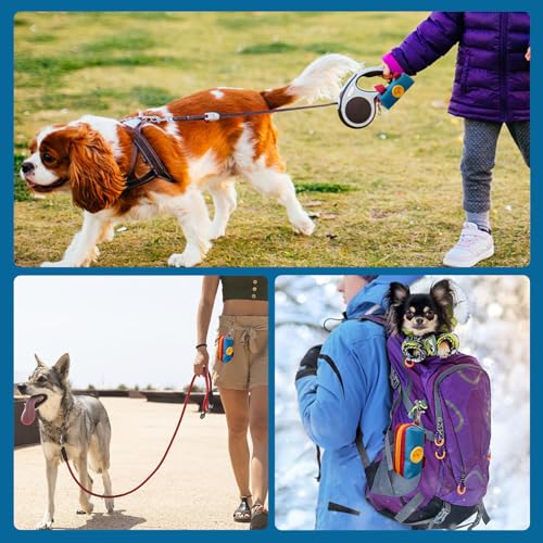 Dog Poop Bag Holder Zippered Pouch, Portable Dog Poop Bag Dispenser with 1 Metal Clip, Fashion Color Matching Canvas Waste Bag Holder for Leashes - 2pack - color: 2 Pack-Blue