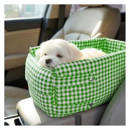 Craedli Center Console Dog Car Seat, Removable Car Armrest Box Pet Booster Seat with Safety Leash & Cushion, Washable Auto Interior Dog Carseat for Small Pets, Fit Most Cars (Green) - color: Green