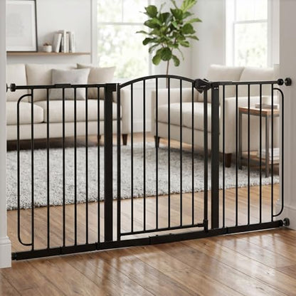 Regalo Safety 30.5-58" Extra Wide Arch Baby Gate with Door, Pressure Mount Walk Through Gate for Doorways & Bottom of Stairs, Babies, Toddlers & Pets, Tested & Safe, American Designed, American Owned - color: Black - 30.5-58"w X 30"h