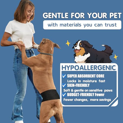 LeapSheep Dog Diaper Liners Pee Pads for Male and Female Dogs, Dog Period Pads, Super Soft Absorbtion Dog Booster Pads Fits Belly Bands, Wraps and Washable Doggy Diapers Female (L, 20) - size: Large