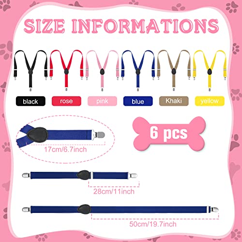 Sanwuta 6 Pieces Dog Diapers Suspenders for Female Male Dog 3 Clips Dog Diapers Suspender for Dogs Diaper Keeper Suspender for Dog Skirt, Dog Dress, 6 Colors