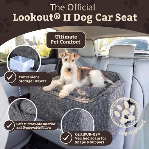 Snoozer Luxury Lookout Pet Car Seat, Large Luxury II, Navy Mutt - color: Merlin Pewter, size: Large