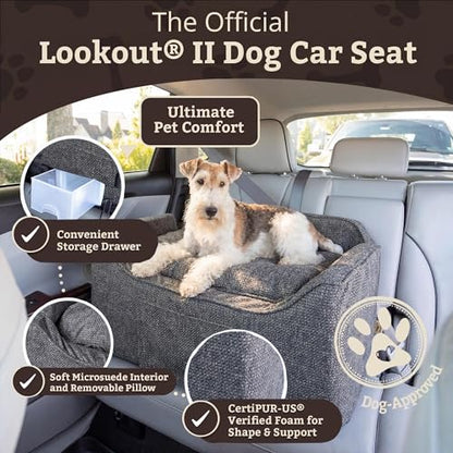 Snoozer Luxury Lookout Pet Car Seat, Large Luxury II, Navy Mutt - color: Merlin Pewter, size: Large