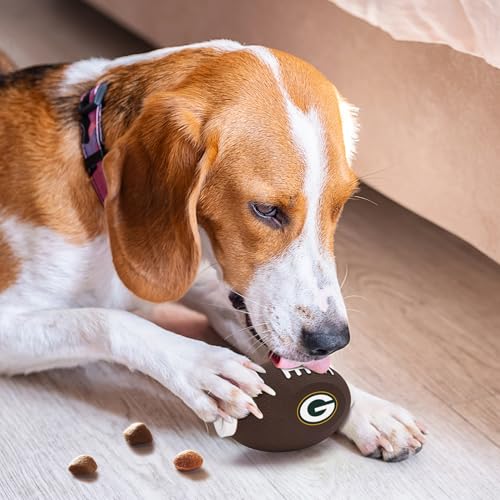Pets First NFL Green Bay Packers Football Treat Dispensing Toy for Dogs and Cats, Rubber Ball, Interactive Fun, Natural Rubber - color: Green Bay Packers