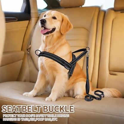 No Pull Dog Harness and Leash Set-Reflective Vest with Handle&5FT Dog Leash with Car Seatbelt Clip,Breathable Mesh&Quick Fit Dog Harness Easy for Medium Large Dogs Training Walking (Black,S) - color: Reflective-Black, size: S:Belly Chest-19.2''-23.4''