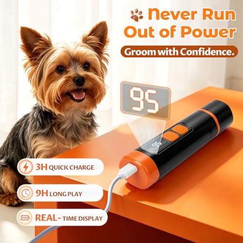 Upgraded Ultra Quiet Dog Nail Grinder with LED Light & Safety Guard - Rechargeable Adjustable Speed Pet Nail Trimmer for Painless Grooming of Dogs & Cats