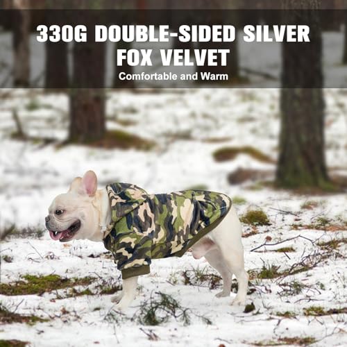 BEAUTYZOO Dog Hoodie for Small Medium Dogs Puppy, Soft Fleece Dog Sweater Cold Weather Coats with Pocket, Pet Outfits Hooded Sweatshirt Chihuahua Cat Jacket Clothing Warm Camo French Bulldog Clothes - color: Army Green, size: Medium