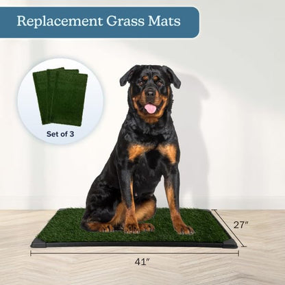 Artificial Grass Puppy Pee Pad for Dogs and Small Pets - Set of Three 41x27 Inch, Reusable 4-Layer Turf Pads for Dogs - Indoor and Outdoor Fake Grass Potty Pet Supplies by PETMAKER - size: XXL 4-Layer Replacement Pads