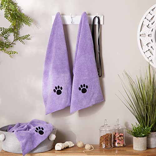Bone Dry Pet Grooming, Embroidered Microfiber Towel Drying Collection, 15x30, Lavender - color: Lavender, size: 15x30"
