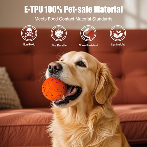 Interactive Dog Ball Toy, Smart Dog Toy for Medium and Large Dogs, Automatic Moving Rotating & Bouncing Ball, Durable E-TPU Material, IP54 Waterproof, Motion-Activated Dog Toy for Active Dogs - color: Orange