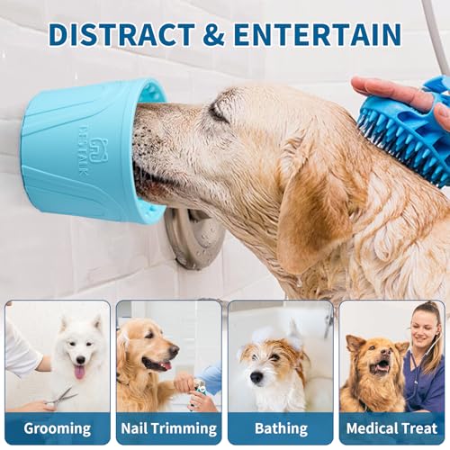 Dog Lick Bowl, Bestalk Anxiety Relief Slow Feeder Dog Lick Mat Treat Dispenser, Non-Slip Licking Bowl Enrichment Toys for Small Medium and Large Breed Dogs, BPA Free Silicone(Teal,M-L) - color: Teal, size: M-L