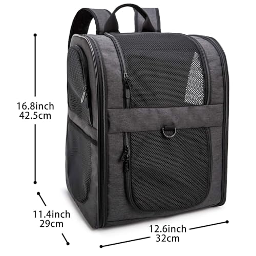 Dog & Cat Carrier Backpack for Large/Small Pets-Ventilated Safe Design with Padded Back Support,Portable and Foldable Pet Carrier Backpacks,Outdoor Travel Breathable Mesh Pet Backpack (Black)