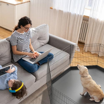 Artmeer Pet Playpen Puppy Playpen Kennels Dog Fence Exercise Pen Gate Fence Foldable Dog Crate 8 Panels 24 Inch for Pet Animals Outdoor Indoor with Bottom Pad (Black with Bottom pad) - style: Black 24''x24'' Bottom cover