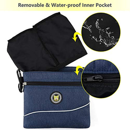 Viklluyr Dog Treat Pouch Bag with Magnetic Closure, Dog Food Carrier with Removable Inner Pocket, Perfect Dog Training Bag for Agility Training - Including Carabiner - color: Blue, size: L