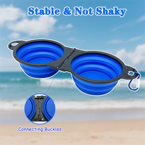 Collapsible Dog Water Bowl - Pet Portable Foldable 2 in 1 Food Bowls,Silicone Feeding Dish for Traveling,Camping,Walking,Hiking