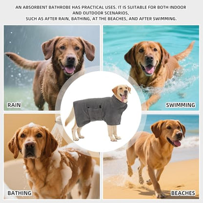 Dog Bathrobe, Quick Drying Super Absorbent Dog Robes for After Bath, Warm Keeping Dogs Towel, Dogs Bath Supplies, Comfortable Soft Drying Coat(X-Large, Grey) - size: X-Large