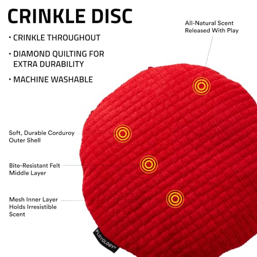 Playology Dog Toys | Plush Toy Crinkle Disc for Large Dogs | Beef Scented Jumbo Plush Chew Toy - size: Jumbo Disc, style: Beef