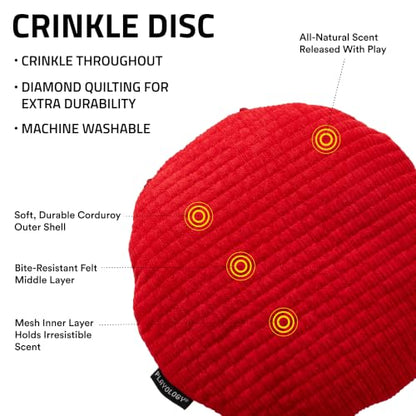 Playology Dog Toys | Plush Toy Crinkle Disc for Large Dogs | Beef Scented Jumbo Plush Chew Toy - size: Jumbo Disc, style: Beef