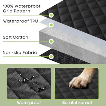 Dog Car Seat Cover for Front Seat, Waterproof Full Protection Pet Car Seat Cover with Side Flaps, Non-Slip Front Seat Protector with Pocket for Cars, Trucks, SUVs