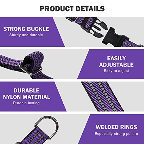 Hikiko Martingale Collar for Dogs Reflective Nylon Dog Collar with Quick Release Buckle Adjustable Training No Slip Dog Collar (X-Small, Purple) - color: Purple, size: X-Small