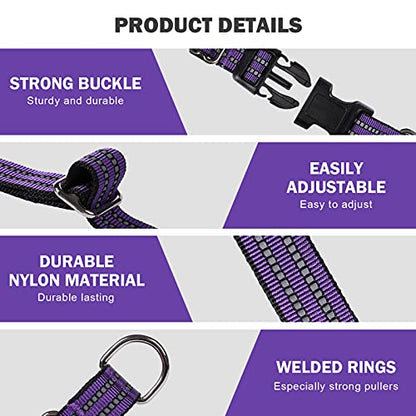 Hikiko Martingale Collar for Dogs Reflective Nylon Dog Collar with Quick Release Buckle Adjustable Training No Slip Dog Collar (X-Small, Purple) - color: Purple, size: X-Small